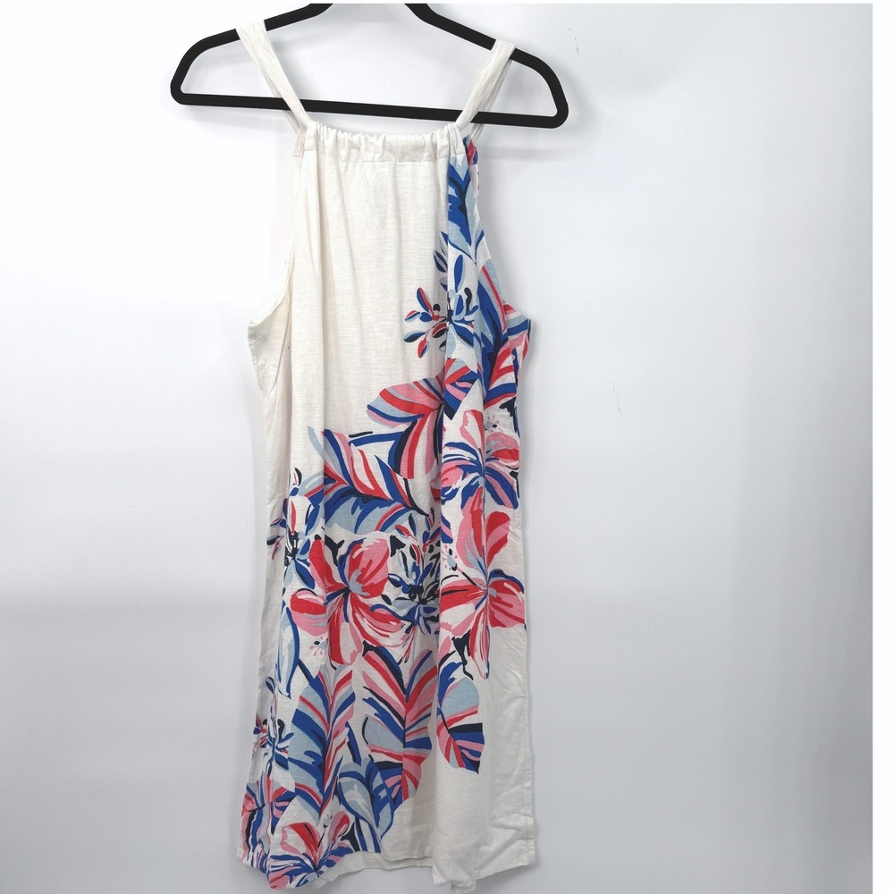Tommy Bahama Floral Linen Blend Halter Dress Womens M Resort Tropical Coastal